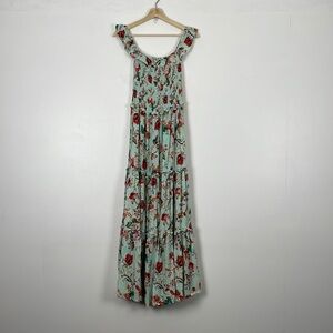 Anthropologie Floral Maxi Dress - Green and Red